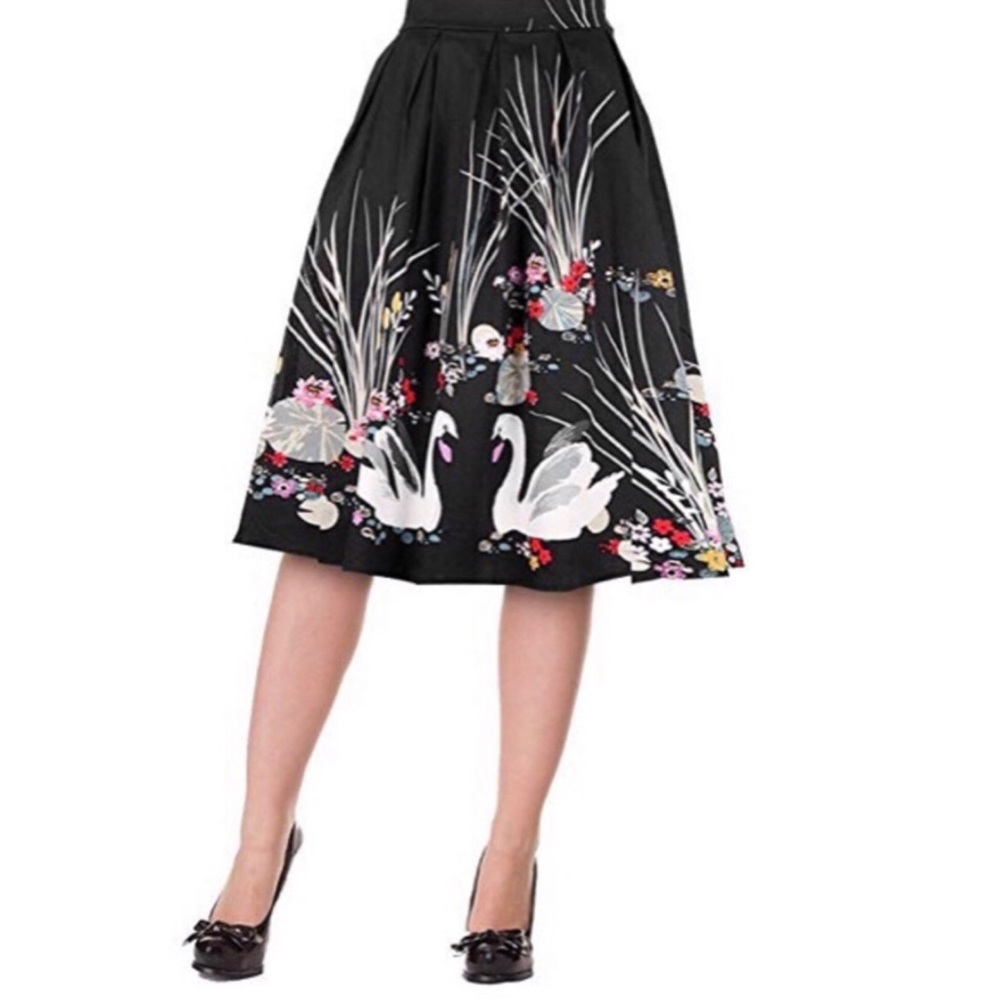 Zaful | Swan Print Circle Skirt